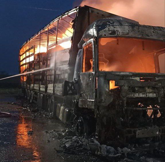 В Самарской области 5 июня на трассе загорелся грузовик