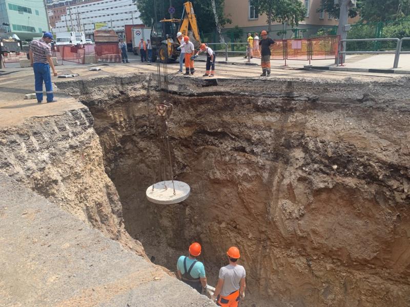 Ремонт канализации на Волжском проспекте в Самаре завершится утром 14 июля 2021 года