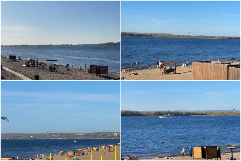 Лето в Самаре: местные жители проводят последние жаркие дни сентября на городском пляже