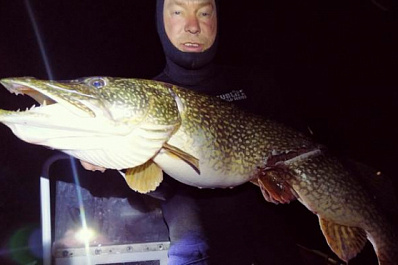 Тольяттинский подводный охотник подстрелил пудовую щуку-гиганта