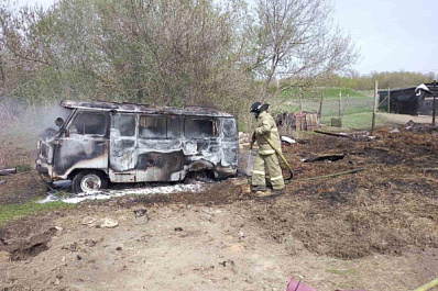В Красноармейском районе Самарской области горели автомобиль и сухая трава