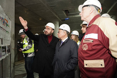 Кадры строящейся станции метро в Самаре: 14 марта "Театральную" осмотрели Ирек Файзуллин и Вячеслав Федорищев
