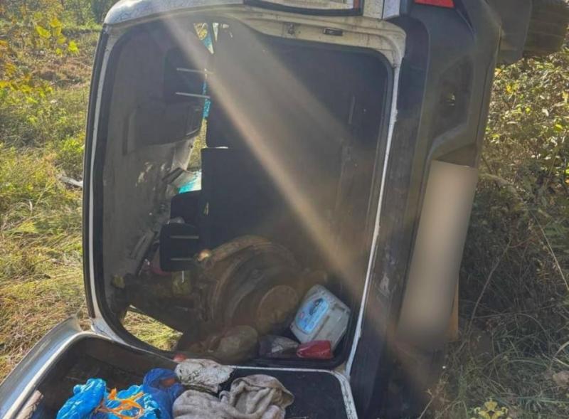 В Самарской области на трассе опрокинулась легковушка