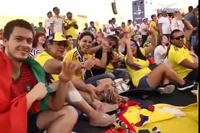 Яркие эмоции участников фестиваля болельщиков в Самаре от матча Сенегал - Колумбия