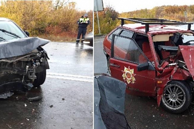 Под Самарой женщина на иномарке протаранила девятку