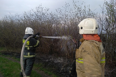 Пожарный поезд задействовали в тушении дач и сухой травы в Волжском районе