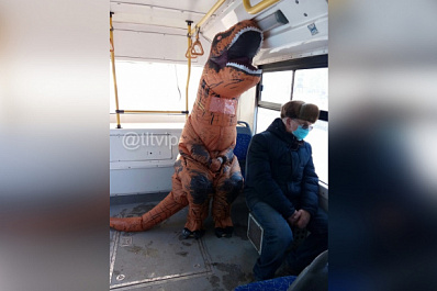 В Тольятти в троллейбусе заметили рыжего динозавра