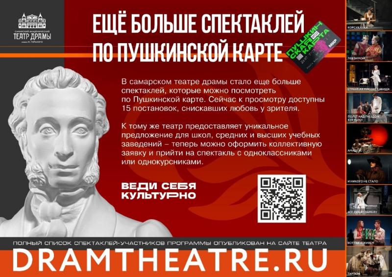 Спектакли для молодых: в Самарской области продолжает действовать проект "Пушкинская карта"
