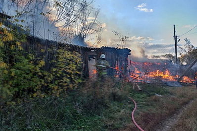 В Большой Глушице сгорело 100 "квадратов" сараев