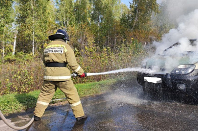 В Самарской области на трассе во время движения вспыхнула иномарка