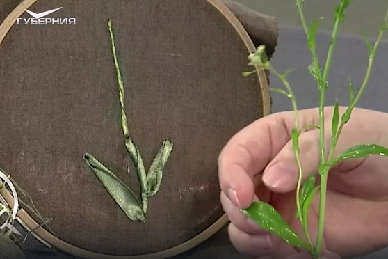 Вышиваем лентами пастушью сумку. Ручная работа