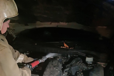 В Красноярском районе после ДТП загорелась легковушка