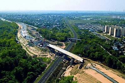 В Самаре завершили надвижку пролетного строения на новом путепроводе через железную дорогу