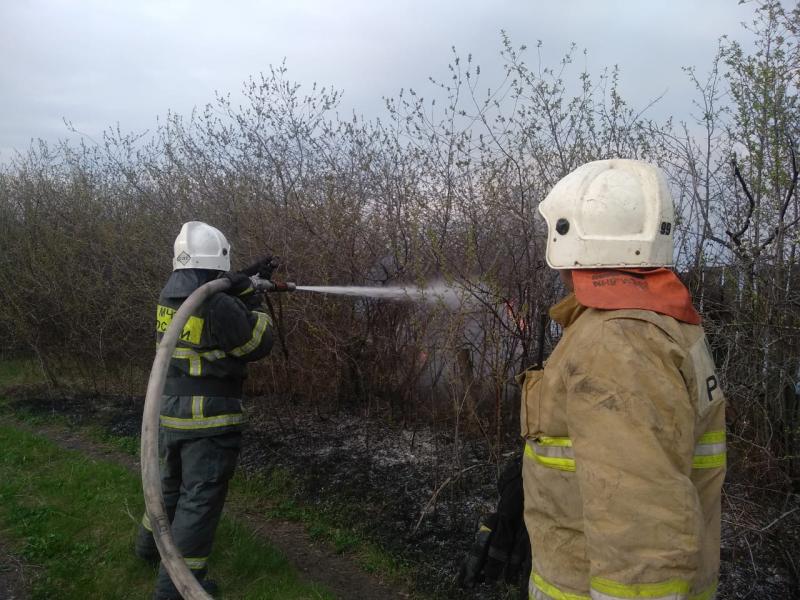 Пожарный поезд задействовали в тушении дач и сухой травы в Волжском районе