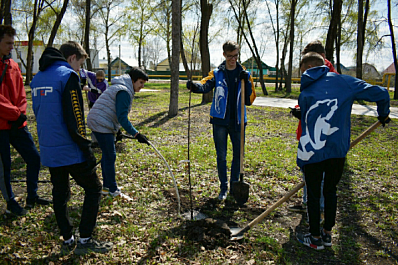 В кинельском парке Победы к 9 Мая высадили 120 молодых деревьев