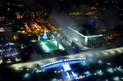 В Самаре показали новогоднюю площадь Славы с высоты птичьего полёта