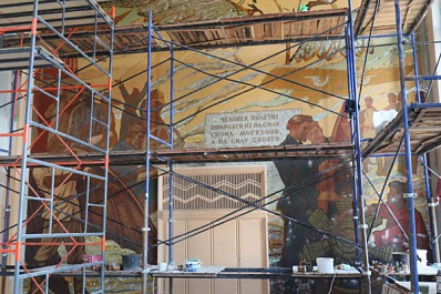 В Самаре в ДК Литвинова начались работы по гранитной облицовке и восстановлению ретро-мозаики