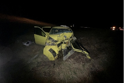 На трассе в Самарской области грузовик влетел в попутный "Ларгус"