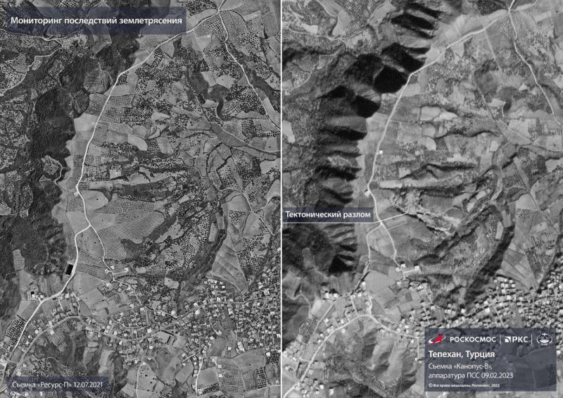 "Роскосмос" опубликовал снимок тектонического разлома после землетрясения в Турции