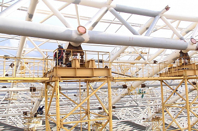 На стадионе Самара Арена началось раскружаливание купола