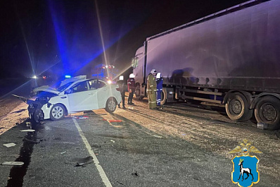 В Красноярском районе 2 пассажира Kia Rio погибли в ДТП с грузовиком