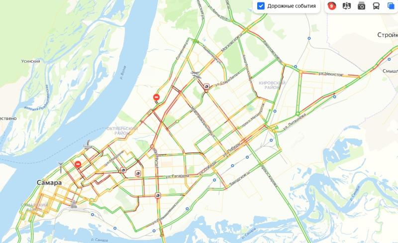 В канун 8 Марта Самару сковали 9-балльные пробки