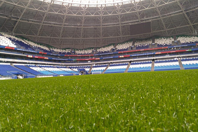 Газон Самара Арены готовят к играм РФПЛ