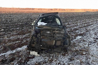 Иномарка с женщиной и ребенком перевернулась под Самарой
