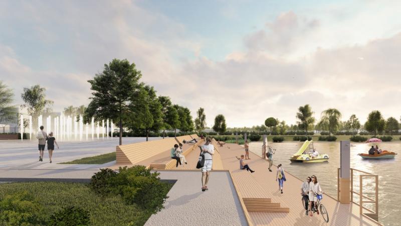 Летом жители Нефтегорска смогут насладиться активной зоной с водоемом и каменным садом