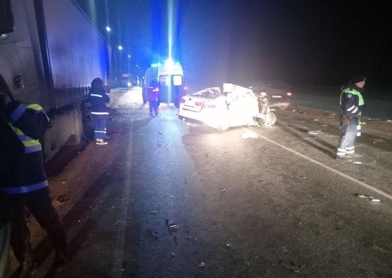 В Красноярском районе 2 пассажира Kia Rio погибли в ДТП с грузовиком
