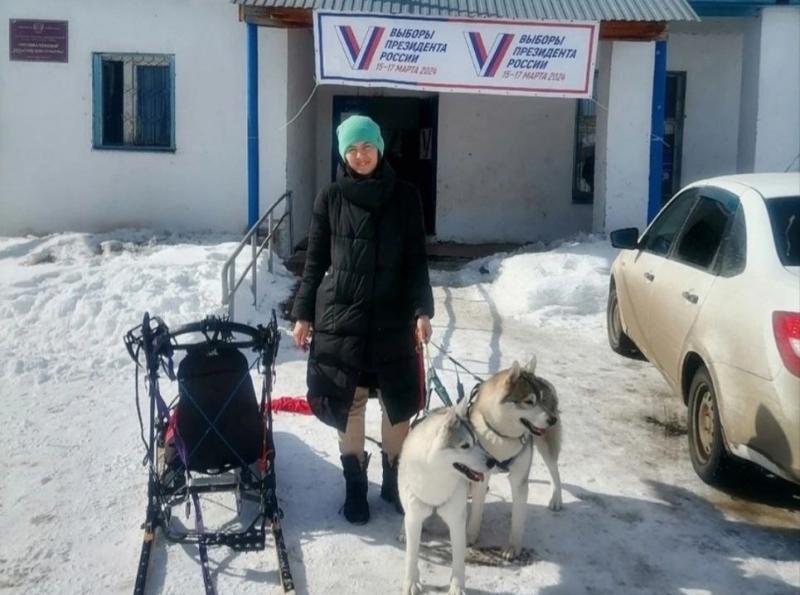 На избирательный участок в упряжке с хаски: жители Самарской области голосуют на выборах Президента