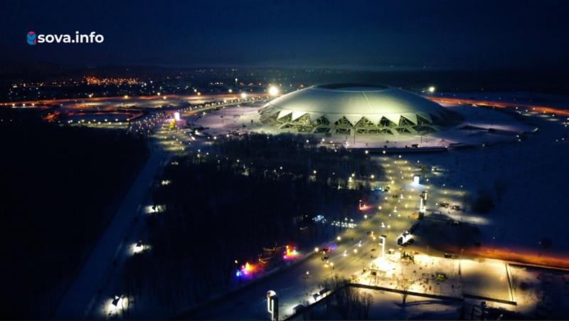 В Самаре сняли с высоты новогоднюю территорию у стадиона "Солидарность Арена"