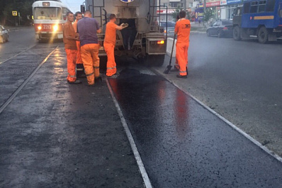 В Самаре на Победе начали ремонтировать трамвайные пути