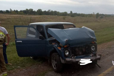 В Самарской области на трассе лоб в лоб столкнулись "Нива" и фура