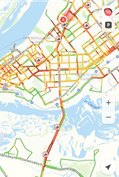 Самара встала в 10-балльных пробках вечером 12 января