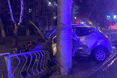 В Самаре 34-летняя женщина на Peugeot на скорости врезалась в столб возле парка Гагарина и погибла