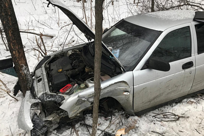 Пострадала девушка: под Самарой "Лада" влетела в дерево