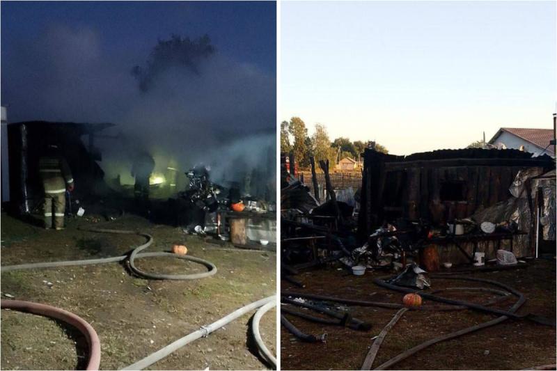 13 сентября в селе Малая Малышевка вспыхнули постройки во дворе
