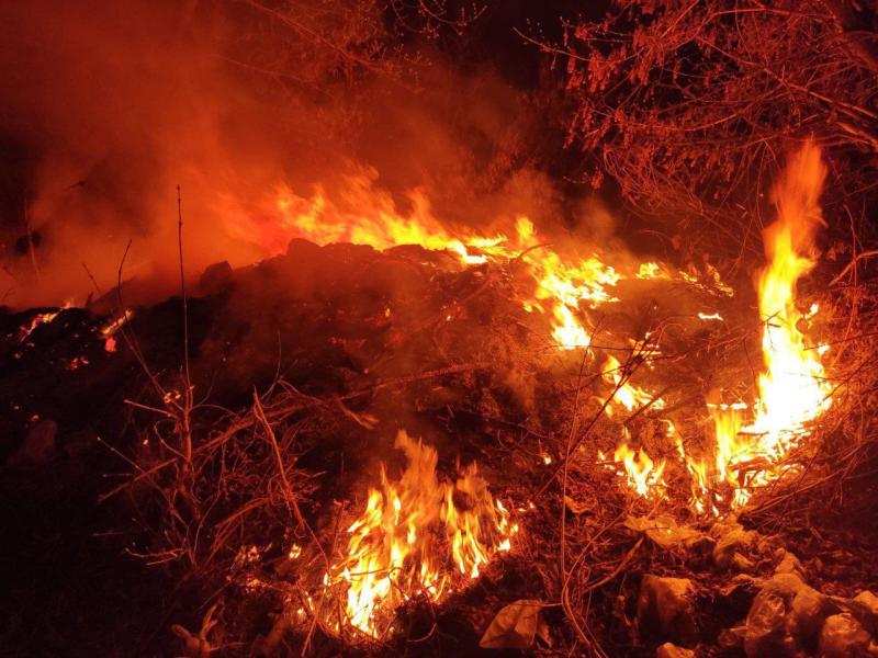 В Октябрьске загорелась мусорная свалка