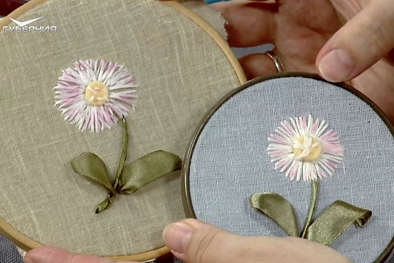 Вышиваем маргаритку. Ручная работа