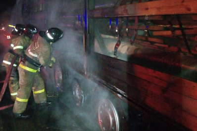 На трассе М5 в Самарской области на ходу загорелась фура