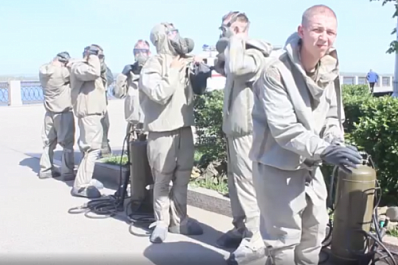 В Самаре набережную Волги дезинфицируют военные