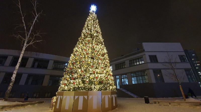 Новогоднюю елку зажгли у филиала "Третьяковки" в Самаре в декабре 2021 года