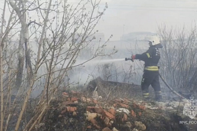 В Самарской области рядом с дачами 17 апреля горела сухая трава