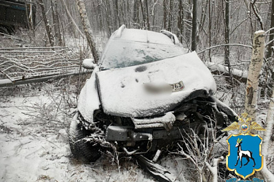 В Самаре большегруз сбросил легковушку в кювет и въехал в столб