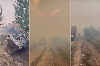 300 человек и авиация: Николай Ренц показал кадры с места пожара в лесу в Тольятти