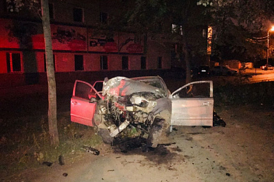 В Самарской области автомобиль врезался в дерево: женщина погибла, двое пострадали