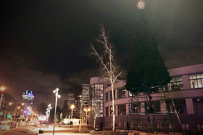 В Самаре 15 декабря 2021 года возле филиала "Третьяковки" появилась 16-метровая новогодняя елка