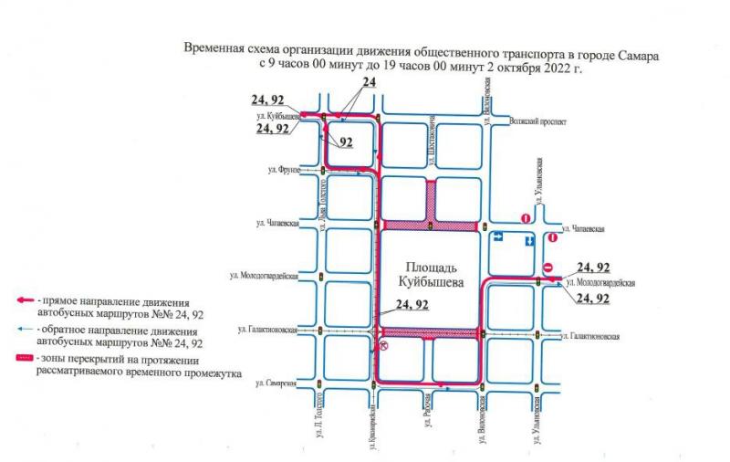 В Самаре 2 октября ограничат движение транспорта по двум улицам 