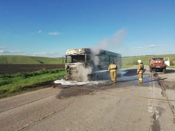 В Самарской области 23 мая на трассе загорелся грузовик с зерном